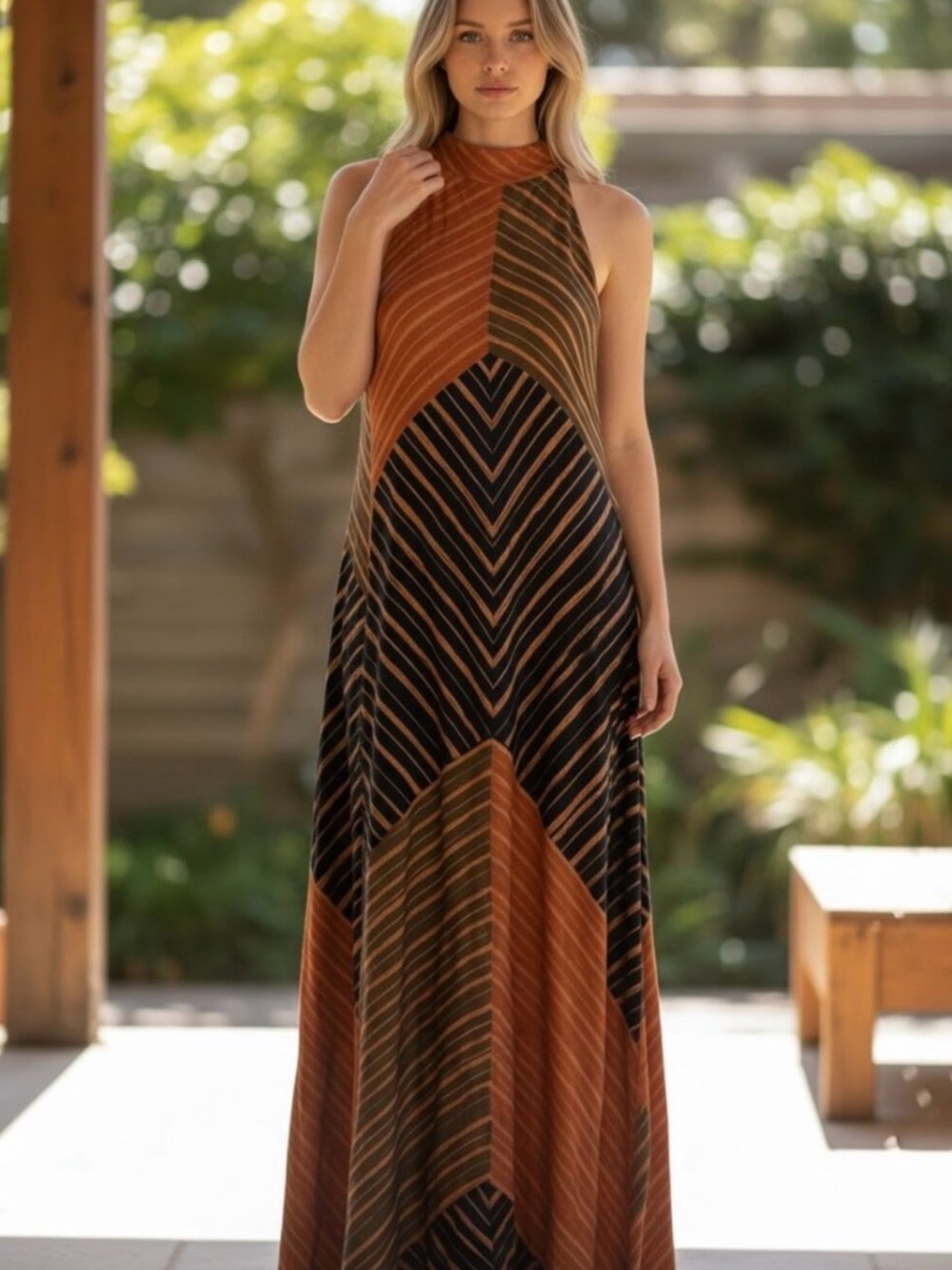 NWT FARM RIO HALTER MAXI DRESS